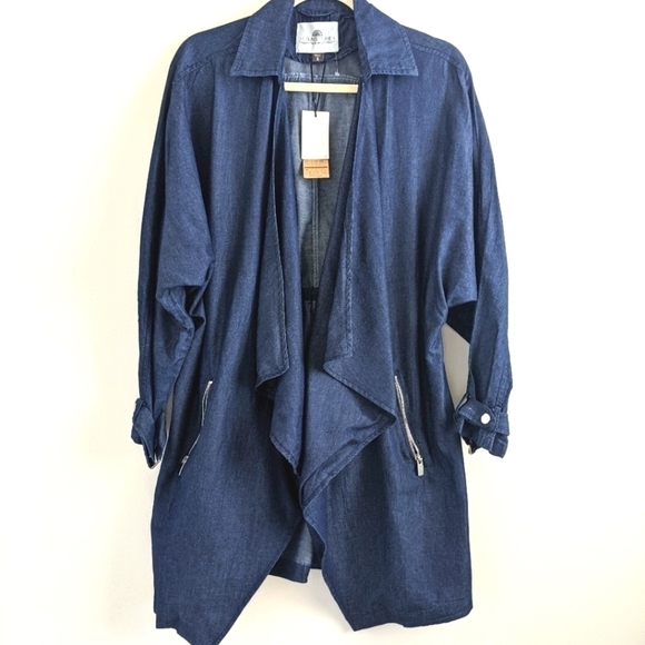 DENIM Shark Bite Shawl Collar Jacket S - Picture 2 of 14